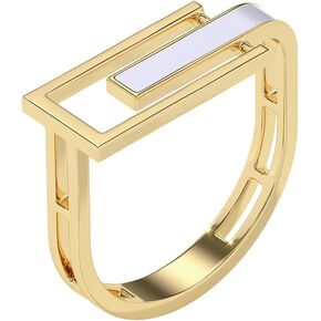 HYOU Cera Womens Rings, 14K Gold Vermeil (25x Thicker Than Plated Gold Jewelry) on 925 Sterling Silver Rings, Hypoallergenic Wedding Band with Ceramic Accent, Jewelry Gift Box, 5 Yr Warranty in Kuwait