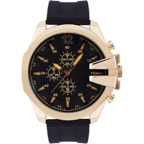 ED HARDY Men's Gold Tone Watch with Round Face and Black Silicone Strap 50445GB-42-D02 in Kuwait