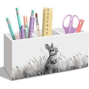 Black Rabbit Pen Pencil Holder for Desk, Easter Witchy Bunny Lovers Gifts Office Desk Accessories, Farmhouse Rabbit Pen Holders Organizer for Home Office Classroom Bathroom in Kuwait