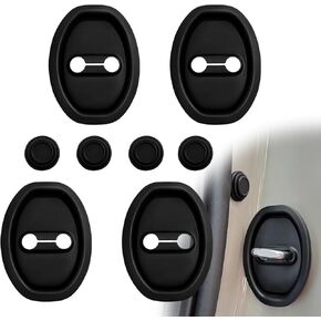 Car Silicone Door Latch Protective Cover, Universal Silent Shock Pads Ventilation Doors Locks Guard Stopper Set (Black) in Saudi Arabia
