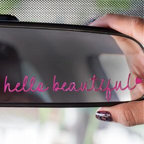 ملصق مرآة جميل من 3PCSHello - ملصق مرآة معدنية للرؤية الخلفية للنساء، هدية رائعة لإكسسوارات السيارة لها، سهل الاستخدام، متين وأنيق (فوشيا) in Kuwait