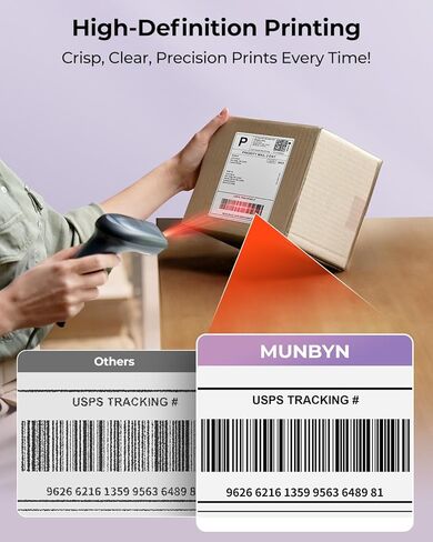 طابعة ملصقات حرارية MUNBYN 130B بلوتوث + ملصق شحن حراري مباشر (عبوة من 500 ملصق مقاس 4 × 6 لكل لفة) + حامل ملصق وردي + مقياس شحن، مقياس بريدي دقيق 66 رطل/0.1 أونصة بنمط وردي حلو in Saudi Arabia