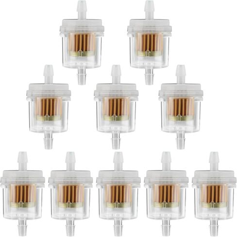 Inline Fuel Filter 1/4" Replace for Motorcycle Mini Bike Dirt Bike Moped ATV Scooter Go Kart Small Engine Lawn Mower Snow Blower Parts Universal 40 Micron Gas Fuel Filter 10 Pack in Kuwait