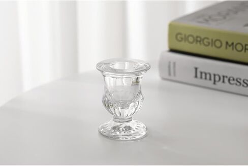 ZYAMY 4PCS Clear Thickened Glass Tapered Candle Holders Compact Tealight Holders Aromatic Ambiance Decorative Accessories for Weddings Christmas Parties and Centrepiece Table Decorations in Saudi Arabia