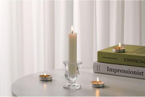 ZYAMY 4PCS Clear Thickened Glass Tapered Candle Holders Compact Tealight Holders Aromatic Ambiance Decorative Accessories for Weddings Christmas Parties and Centrepiece Table Decorations in Saudi Arabia