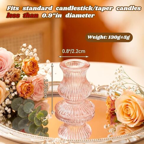24 قطعة من حاملات الشموع الزجاجية السائبة 2.36 بوصة ارتفاع حاملات الشموع المستدقة السميكة مجموعة الشمعدانات الملونة العتيقة لطاولة محورية وحفلات الزفاف وأعياد الميلاد وديكور طاولة العشاء والمهرجانات in Kuwait