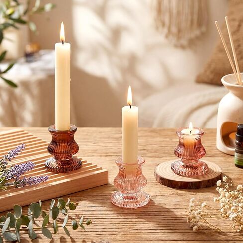 24 قطعة من حاملات الشموع الزجاجية السائبة 2.36 بوصة ارتفاع حاملات الشموع المستدقة السميكة مجموعة الشمعدانات الملونة العتيقة لطاولة محورية وحفلات الزفاف وأعياد الميلاد وديكور طاولة العشاء والمهرجانات in Kuwait
