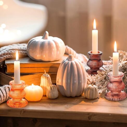 24 قطعة من حاملات الشموع الزجاجية السائبة 2.36 بوصة ارتفاع حاملات الشموع المستدقة السميكة مجموعة الشمعدانات الملونة العتيقة لطاولة محورية وحفلات الزفاف وأعياد الميلاد وديكور طاولة العشاء والمهرجانات in Kuwait