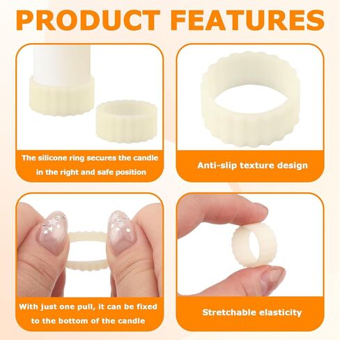 Rubber Taper Candle Holders - 5 PCS Silicone Candle Grips & Huggers Rings Holders, Taper Candles Grippers Stay Put Candles Ring Hugger Gaskets for Upright Fitters in Candle Holders and Cups Secure in Kuwait