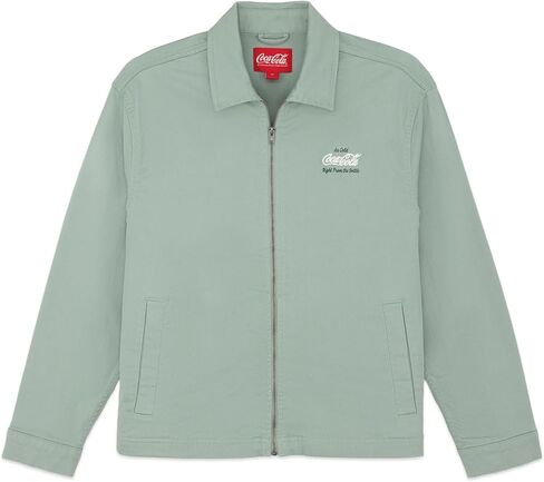Coca-Cola Classic Stretch Cotton Twill Work Jacket for Men - Official License Retro Nostalgia Heritage Zip-Up Collared Jacket in Saudi Arabia