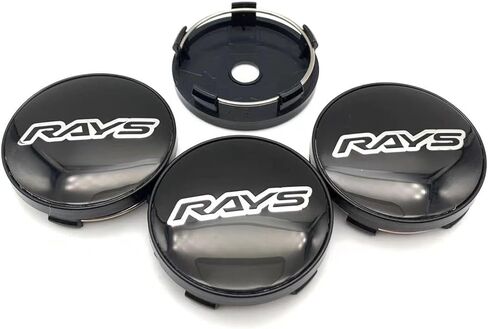 Rays Wheel Center Caps, 60mm OD, 56mm ID, Set of 4, Black/Silver/Red (Black Silver) in Saudi Arabia