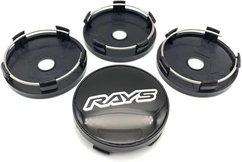 Rays Wheel Center Caps, 60mm OD, 56mm ID, Set of 4, Black/Silver/Red (Black Silver) in Saudi Arabia