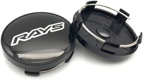 Rays Wheel Center Caps, 60mm OD, 56mm ID, Set of 4, Black/Silver/Red (Black Silver) in Saudi Arabia
