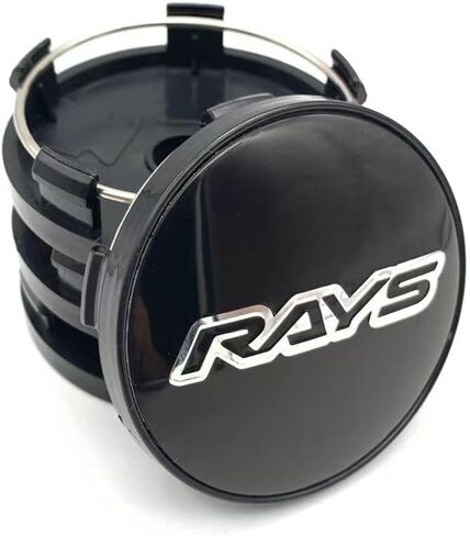 Rays Wheel Center Caps, 60mm OD, 56mm ID, Set of 4, Black/Silver/Red (Black Silver) in Saudi Arabia