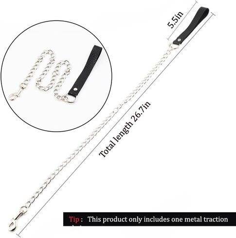 Women Sexy BDSM Bondage Leash Metal Traction Chain Soft Leather Handle Restraint Fetish Role Play Accessories in Kuwait