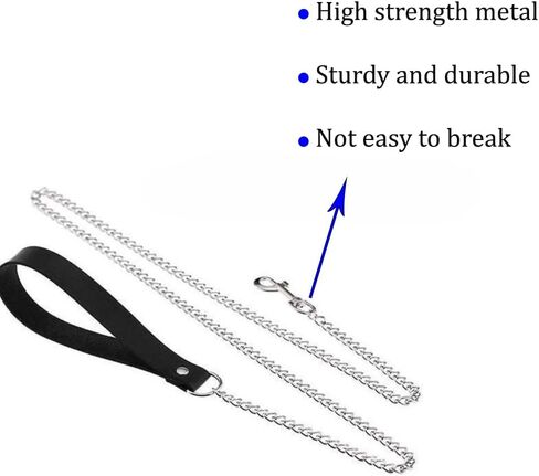 Women Sexy BDSM Bondage Leash Metal Traction Chain Soft Leather Handle Restraint Fetish Role Play Accessories in Kuwait