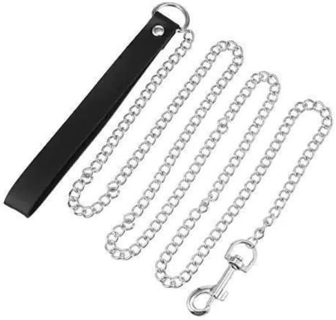 Women Sexy BDSM Bondage Leash Metal Traction Chain Soft Leather Handle Restraint Fetish Role Play Accessories in Kuwait