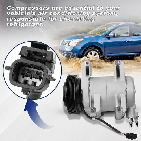 A/C Compressor with Clutch Compatible with Nissan Rogue 2008-2013 Rogue Select 2014-2015 2.5L, Replace OE Number 98490, 97490, 92600-JM01B, 92600-JM01C, 92600-JM01E,92610JM01A, 92610JM01C, 92610JM01E in Saudi Arabia