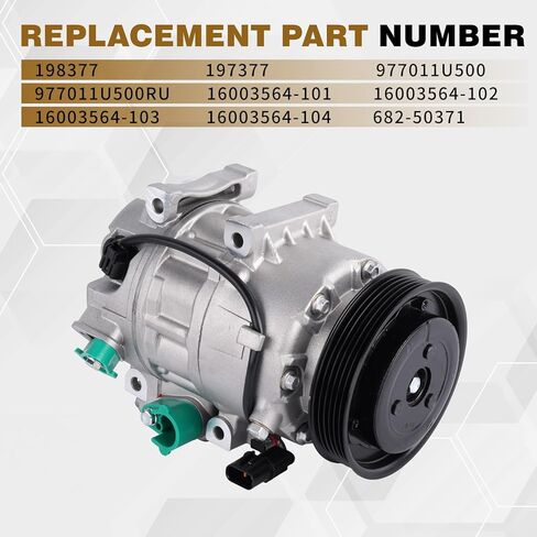 198377 Air Conditioning A/C Compressor with Clutch Compatible with 2013-2018 Santa Fe Sport L4 2.0L/ L4 2.4L Kia Sorento 2012-2014 Replace 977011U500 CO-11349C in Kuwait