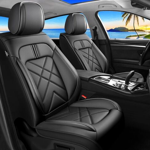 أغطية مقاعد ES300 مناسبة خصيصًا لسيارة Lexus ES300h 1999-2025 2026 تغطية كاملة من الجلد المقاوم للماء وغطاء مقعد قابل للتنفس مجموعة كاملة، واقيات مقاعد السيارات، وسادة هوائية متوافقة (5 مقاعد، أسود وأحمر) in Kuwait