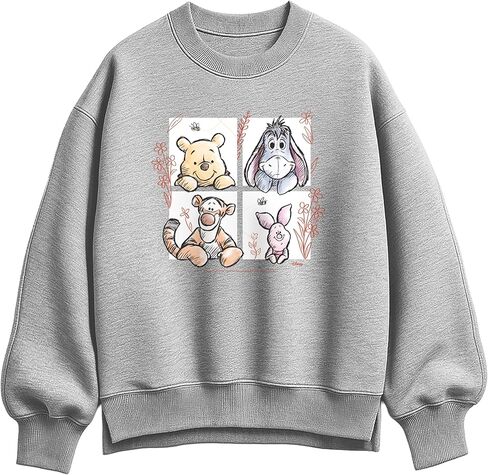 Disney Winnie the Pooh - Character Grid Drawing - Women's Oversized Fleece Crew Sweatshirt in Saudi Arabia