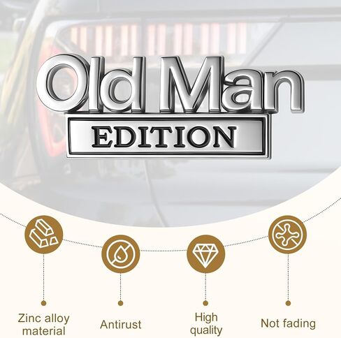 2 Pcs Old Man Edition 3D Metal Emblem,Metal Car Truck Decals Emblem Badge,Heavy Duty Automotive Stickers Nameplate for SUV, Jeep, Off-Road Vehicles Fender,Tailgate & Bumper Sticker in Kuwait