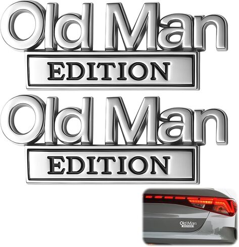2 Pcs Old Man Edition 3D Metal Emblem,Metal Car Truck Decals Emblem Badge,Heavy Duty Automotive Stickers Nameplate for SUV, Jeep, Off-Road Vehicles Fender,Tailgate & Bumper Sticker in Kuwait
