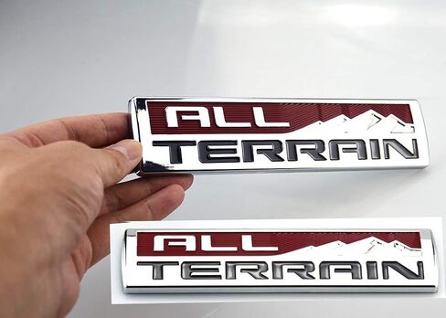 Pair Set Big Size 8Inch All TERRAIN Fender Emblem Badge 3D Nameplate Sticker Decal Replacement For GMC Sierra 2500HD 3500 HD (Chrome Red) in Saudi Arabia