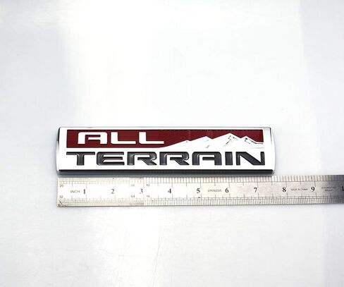 Pair Set Big Size 8Inch All TERRAIN Fender Emblem Badge 3D Nameplate Sticker Decal Replacement For GMC Sierra 2500HD 3500 HD (Chrome Red) in Saudi Arabia