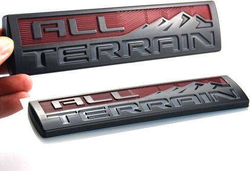 Pair Set Big Size 8Inch All TERRAIN Fender Emblem Badge 3D Nameplate Sticker Decal Replacement For GMC Sierra 2500HD 3500 HD (Chrome Red) in Saudi Arabia