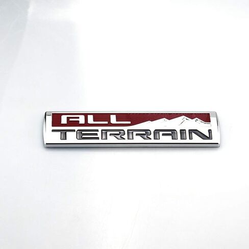 Pair Set Big Size 8Inch All TERRAIN Fender Emblem Badge 3D Nameplate Sticker Decal Replacement For GMC Sierra 2500HD 3500 HD (Chrome Red) in Saudi Arabia
