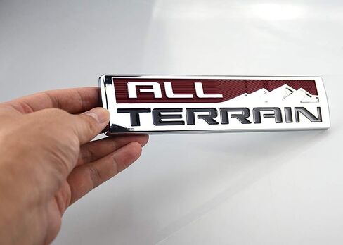 Pair Set Big Size 8Inch All TERRAIN Fender Emblem Badge 3D Nameplate Sticker Decal Replacement For GMC Sierra 2500HD 3500 HD (Chrome Red) in Saudi Arabia
