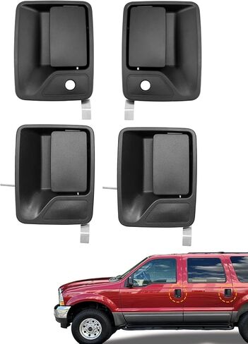 مقابض أبواب خارجية معدنية (4 قطع)، متوافقة مع 1999-2016 Ford F250 F350 F450 F550 Super Duty، 2000-2005 Ford Excursion والمزيد، مجموعة المقابض الخارجية الأمامية والخلفية اليسرى واليمنى، OE# 79306 79307 in Saudi Arabia