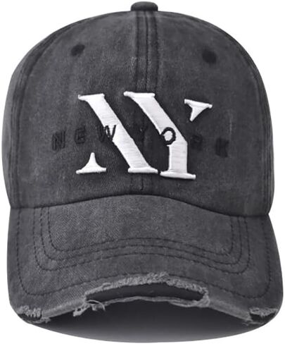 Vintage Washed New York Men's Baseball Cap Classic Style Unisex Flat Cap Dad Hat Outdoor Cap Trucker Hat in Saudi Arabia