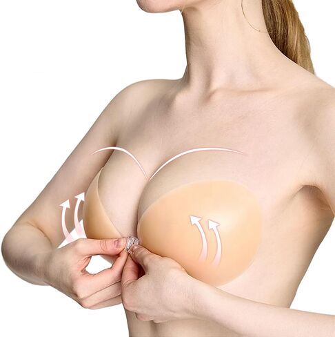 Adhesive Bra Strapless Sticky Push up Invisible Reusable Silicone Bra for Women's Backless Dress, A B C D Cup in Kuwait