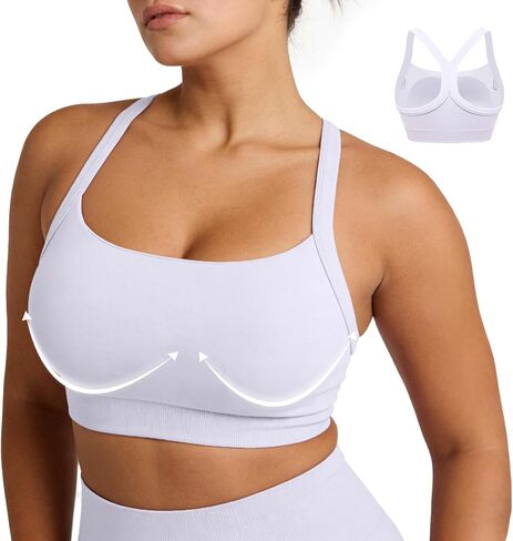 حمالات صدر رياضية FITTIN Strappy للنساء: حمالة صدر مبطنة على شكل حرف Y بدون حفر لليوجا يوميًا - تغطية كاملة للصدر الكبير in Kuwait