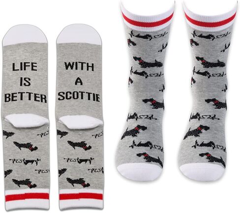 PXTIDY 2 Pairs Scottie Socks Scottish Terrier Gift Dog Lover Gifts Life Is Better With A Scottie in Saudi Arabia