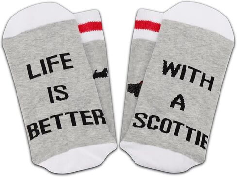 PXTIDY 2 Pairs Scottie Socks Scottish Terrier Gift Dog Lover Gifts Life Is Better With A Scottie in Saudi Arabia