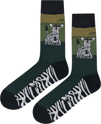 Zebra Dress Socks Funny Novelty Crazy Fun Design Men Size 8-12 Cotton Casual Crew Colorful Funky Gift for Men in Saudi Arabia