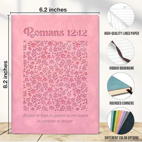 Pink Floral Christian Journal Religious Bible Verse Notebook Spiritual Gifts for Women Catholic, Romans 12:12 Scripture Pink Journal Notebook in Saudi Arabia
