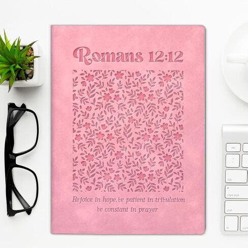 Pink Floral Christian Journal Religious Bible Verse Notebook Spiritual Gifts for Women Catholic, Romans 12:12 Scripture Pink Journal Notebook in Saudi Arabia