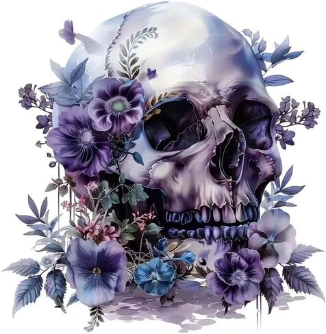 2 PCS Purple Flower Skull Vinyl Decals - Waterproof Removable Stickers for Car, Truck, Bumper,Laptop, Motorcycle - Floral Decorative Sticker (A-215) in Kuwait