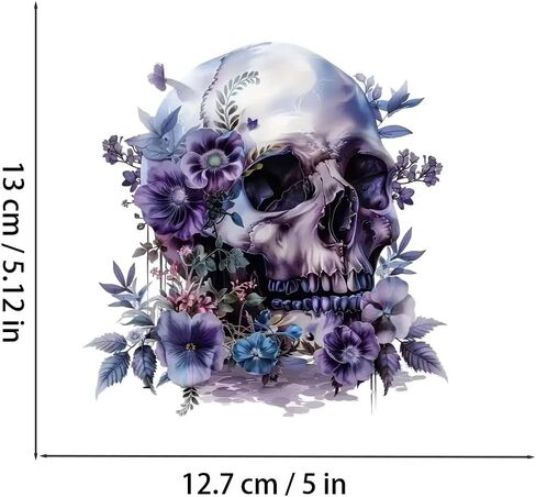 2 PCS Purple Flower Skull Vinyl Decals - Waterproof Removable Stickers for Car, Truck, Bumper,Laptop, Motorcycle - Floral Decorative Sticker (A-215) in Kuwait