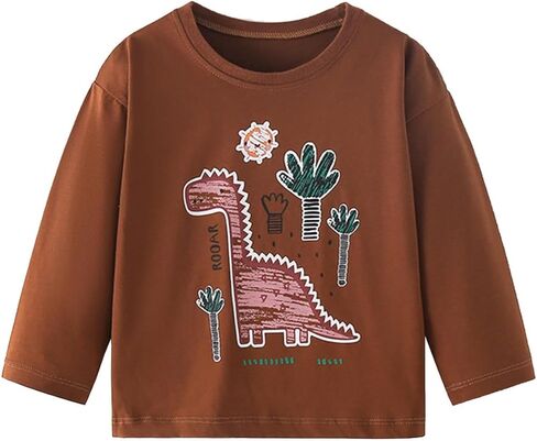 Boys Long Sleeve Crewneck Tee Soft Graphic Pullover Shirt Casual Cotton Top School Outfits Family Trips Daily Wear in Saudi Arabia