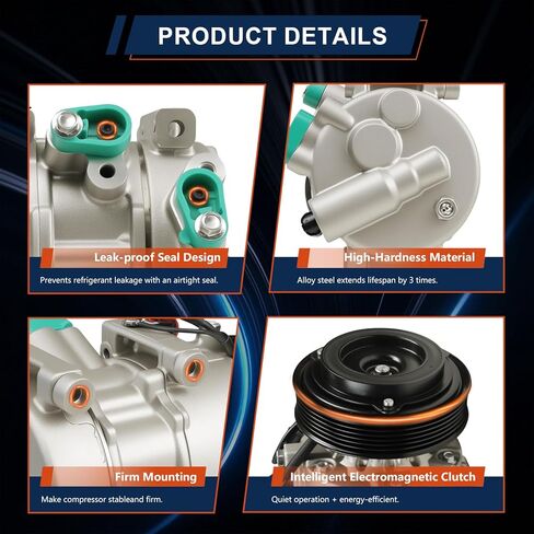 977012S500 ضاغط تكييف الهواء متوافق مع Hyundai Tucson 2.4L 2010-2013، 2014-2015؛ متوافق مع كيا سبورتاج 2011-2016 استبدال # 977012S5001 1177305 in Kuwait