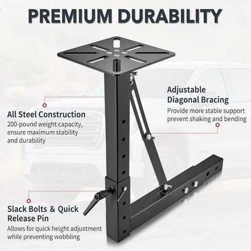لوحة ملزمة مثبتة على وصلة ربط، حامل ملزمة ارتفاع قابل للتعديل للشاحنات والمقطورات والمركبات الترفيهية، مناسبة عالميًا لجهاز الاستقبال مقاس 2 بوصة in Kuwait