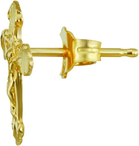 14k REAL Yellow Gold Crucifix Stud Earrings (8 x 11 mm) in Saudi Arabia