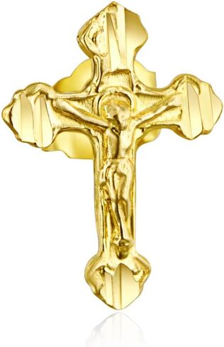 14k REAL Yellow Gold Crucifix Stud Earrings (8 x 11 mm) in Saudi Arabia