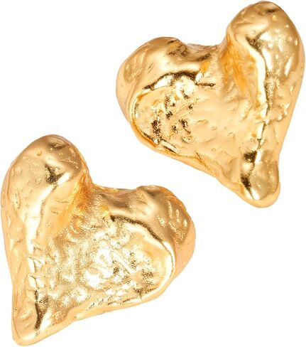 18K Gold Plated Heart Stud Earrings for Women, Hypoallergenic Gold Heart Earrings, Chunky Gold Earrings with Gift Box, Dainty Studs Ideal Women Jewelry Gift in Saudi Arabia