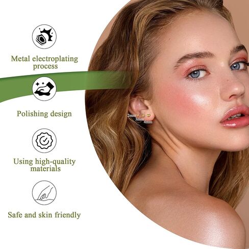 مجموعة أقراط ذهبية مسطحة الظهر، 9 أزواج من أقراط الغضروف الخلفية اللولبية للنساء والرجال، مجموعة أقراط صغيرة مضادة للحساسية، تصميمات قرص كرة على شكل قلب قمر، 3 مم 4 مم 5 مم in Kuwait